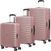American Tourister Aerotech - Set di valigie rigide da 3 pezzi (bagaglio a mano, medio, grande), espandibile, set di trolley con lucchetto TSA - nero (nero metallizzato)