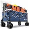 Overmont Carrello Spiaggia Pieghevole - 114CM Carrello da Giardino Pieghevole Esteso con Freni - 300L 200kg Carrelli da Trasporto con Ruote Grandi Tutti i Terreni - Ideale per Campeggio Shopping Sport