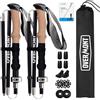 OVERMONT 2 Bastoncini da Trekking Pieghevoli in Carbonio, 105-125 cm, Neri | Circa 215 g per bastoncino e 34 cm da chiuso; blocco rapido in metallo e 10 accessori per roccia, fango e neve