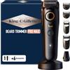King C. Gillette Rasoio Elettrico Barba Pro MAX, Regolabarba Uomo Senza Fili, 40 Impostazioni Lunghezza, Blocco Sicurezza, Spazzolina Pulizia, 4 Pettini Intercambiabili, Base Ricarica, Custodia Zip
