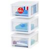 Iris Ohyama, Clear Plastic Storage Drawer, Stackable, White, 7L, Set of 3, Multifunctional, Visible Content, For Groceries, Bathroom, Toys, Office, Chest, Organizer, BPA Free, MSD-1