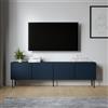 Dmora Mobile Porta TV Ribeira 200x42x60h cm Blu Un Ripiano 2 Ante, 4 Vani