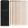 LIHAO 10 Coppie Ferri da Maglia Circolari Bamboo 3.5-10.0mm con Accessori per Lavori a Maglia e Uncinetto