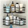 Menbyci Confezione da 2 mensole angolari per doccia, mensole adesive da bagno con ganci, in acciaio inossidabile 304, resistenti alla ruggine, organizer per accessori da bagno, scaffale per shampoo,
