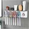 iHave Portaspazzolini con dispenser dentifricio. 4 tazze, 12 scomparti e 4 vani per articoli da bagno. Design elegante bianco e oro per arredare il tuo bagno