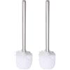 Generic Scopino per WC, manico in acciaio inox, bianco, setole in nylon, diametro 8 cm, testina sostituibile, 2 pezzi