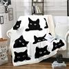 Loussiesd Coperta in pile con gattino nero per bambini e bambini, super morbida e accogliente, per letto matrimoniale, 152 x 200 cm