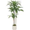 HOMCOM Pianta Artificiale di Dracena con Rami Orientabili e Vaso Contenitore Bianco in PP e Cemento, Pianta Verde in PEVA e Legno, per Interno ed Esterno, Giardino, Ufficio, Soggiorno, 60x40x120 cm
