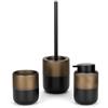 Inbagno Set Accessori Bagno Completo 3 Pezzi In Ceramica Nero Opaco E Bronzo - Dispenser Sapone, Porta Spazzolino E Porta Scopino WC - Linea Teos