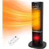 Aigostar Bert - Termoventilatore Ceramico Stufa Elettrica a Torre Silenziosa Riscaldatore elettrico con Telecomando 3 Modalità Termostato Regolabile, Timer 7.5h Oscillazione di 70 ° 2000W Nero