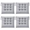 Qnbonrich Set di 4 cuscini per sedia con laccetti, comodi cuscini per seduta da 40 x 40 cm, per interni ed esterni, per balcone, giardino, terrazza e sala da pranzo (grigio)