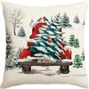 Artoid Mode Federa per cuscino natalizio, motivo acquerello, neve, camion, alberi, 50 x 50 cm, decorazione invernale per divano, soggiorno
