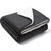 FARFALLAROSSA Coperta Matrimoniale in Pile Sherpa e Flanella Nero 210x240, Plaid Doppio Strato Letto Matrimoniale, Super Morbida Tiepido Letto o Divano - Nero