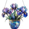 Flaxarne Acchiappasole Viola a Forma di Vaso in Acrilico,Ornamento da Appendere,Regalo per Donne,Decorazione Floreale per Finestre,Casa e Giardino