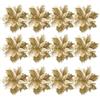 TOYANDONA 12Pcs di Natale di Scintillio Poinsettia Fiori Artificiale Poinsettia Fiori di Natale Oro Albero di Natale Ornamenti con Steli E Clip per La di Natale Decorazioni di Nozze