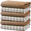 Olivia Rocco Ascot - Strofinacci in spugna 100% cotone, a quadri, per cucina, confezione da 6, super assorbenti, per asciugare e pulire gli oggetti essenziali per la casa, colore naturale, 6 pezzi