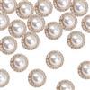 URROMA 30 bottoni con perle finte con strass, dorati, vintage, con perle acriliche, rotondi, da cucire, per fai da te, 23 mm