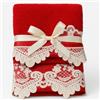 Corredocasa Coppia Asciugamani Natalizi 1+1 Rossi in Spugna di Puro Cotone con Elegante Balza Decorativa - Set per Bagno Natale Festivo di Alta qualità (Fantasia 2)