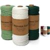 Ouxayapl Macrame Corda 3 mm x 100 m, Filo Macrame Cotone, macrame filo per Fai da Te, Arazzo da Parete, Piante Sospese, Decorazione Boho(Naturale, Verde Scuro, Verde Chiaro)