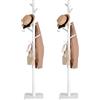 VASAGLE Attaccapanni, Set da 2, Appendiabiti da Terra in Legno, 8 Ganci, per Cappotti Cappelli Borse, per Ingresso, Ganci e Palo in Legno di Gomma, Bianco Nuvola RCR210W02
