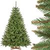 FairyTrees Abete Rosso/Peccio Naturale, Tronco Verde, Albero di Natale Artificiale, PVC, Supporto in Legno, 180cm
