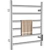 QL Scaldasalviette Elettrico con Timer,Portasciugamani Elettrico a Parete con Temperatura Regolabile,145W,Acciaio Inox 6 Bar,600x500mm,Argento