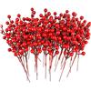 Ashuxxn 20 Corde Bacche di Agrifoglio Natale Mini Bacche Artificiali Rosse Falso Bacche Artificiali Rosse Ramo di Bacche di Natale Artificiali Rossi per Decorazioni per matrimoni, casa e Natale 17cm