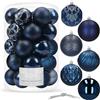 SPRINGOS, balocchi per albero di Natale in plastica, 30 pezzi, diametro 8 cm, in blu scuro, decorazione per Natale, feste, matrimoni