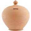 H&H Salvadanaio Ceramica, Tondo, Grezzo, 15 cm