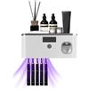 BlyeMichdi Porta Spazzolino UV, Sterilizzatore Portaspazzolino UV, Sterilizzatore per Spazzolino Elettrico con Dispenser Dentifricio, 60 Giorni con Una Sola Carica, Portaspazzolino Parete per 5 Spazzolino