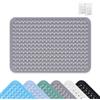 OUTALIZ Tappetino Doccia, 60 x 90 cm Tappeto Doccia Quadrato Lavabile in Lavatrice con Ventosa, Tappeto Vasca in PVC, Tappetino Massaggiante Antiscivolo, incl. 2 Ganci, Grigio