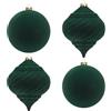 KI Store 4 pezzi Palline di Natale 15cm in plastica gigante XXL Palla di Natale Infrangibile per Decorazioni PERLATA per Negozio, Vetrina, (Verde, 15cm velluto)