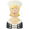 ETC Baden Import Ladykopf - Testa decorativa da donna con cappello da marinaio bianco