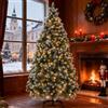 Froadp Albero di Natale artificiale in PVC, 240 cm, effetto neve, estraibile, con 1220 rami, ignifugo, per interni, decorazione natalizia (440 LED)