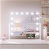 SONNI Hollywood - Specchio da trucco con supporto per cellulare e porta di ricarica USB, 14 LED, 3 temperature di colore regolabili, girevole a 360°, specchio bianco 50 x 40 cm, con lente