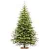 FAIRYTREES Albero di Natale 220 cm Nordman Esclusivo 100% PE | Elementi naturali realizzati ad iniezione| in UE | albero con supporto in legno di frassino fatto a mano