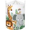 HUUMONSS Grande Cesta Porta Biancheria Bambini Animali Tropicali Giraffa Elefante Pieghevole Cestini Portaoggetti Giocattoli Vestiti per Bagno Cameretta, Leone, 63L