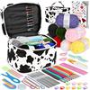 Coopay Set di 61 uncinetti per principianti, set da appendere all'uncinetto con lana, borsa, accessori all'uncinetto, ergonomici con manico in gomma, uncinetti in pizzo, set portatile per principianti