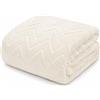 Tata Home Coperta Plaid Morbida Coperta Pile Super Calda Invernale Plaid Divano Tessuto Flanella Elegante Misura 127x152 cm Mod. ZigZag Colore Panna