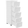 CHAPINGNI Mobiletto con 5 cassetti in plastica con ruote - Torre portaoggetti con cassetti - Per bagno, aula, studio, soggiorno - Bianco