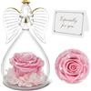 Qinqinxin Festa della Mamma Idee Regalo, Eterna Rosa con Angelo di Vetro Regalo Mamma Nonna, Rosa Stabilizzata Vera, Angelo Custode del Fiore Eterno Regali Festa della Mamma, Originali Regalo Donna