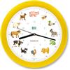 KOOKOO KidsWorld giallo, orologio da parete genuino, suoni naturali, 12 animali della fattoria, illustrazioni Monika Neubacher-Fesser, sensore di luce