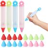 MaoNativey Penna Decorazione in Silicone, 4 Pieces Silicone Penna Decorazione Cioccolato Siringa Per Dolci Pennarello Decorazione con 4 Ugelli Strumenti Per Biscotti Pasticcini Cioccolata Torte Con Crema
