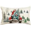 Artoid Mode Fodera per cuscino decorativa con camion ad acquerello, albero di Natale, 30x50 cm, Merry Christmas, Xmas, fodera per cuscino ornamentale, copripiumino, decorazione per divano