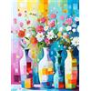 Peepezo Fiore Diamond Painting Kit Completo, Diamond Painting Vaso Quadri con Perline Hobby Creativi Adulti, DIY 5D Diamantini Crystal Art Pittura Diamante per Decorazioni Casa, Regalo Donna 30x40cm -18qK5