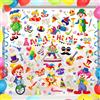 CHIHOLEN 9 fogli di immagini per finestre di carnevale, autoadesive, per finestre di pagliaccio, adesivi statici, riutilizzabili, per carnevale e feste (B)