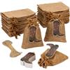 PH PandaHall 50pz Sacchetti di Juta Piccoli Sacchetto in Tela con Coulisse, Sacchetti Regalo in Poliestere con Etichette Stivali da Cowboy Stili Western per Festa di Matrimonio, 13.5x9.5cm