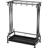 HOHXFYP Portaombrelli Esterno, 10 Fori 8 Ganci, Rettangolare con Vassoio per L'Acqua, Iron-Nero