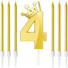 Zwenjuan Candele di Compleanno Numeri 4 con 6 Candele Lunghe,Candeline Compleanno Particolari con Corona,Compleanno Bambini per Feste,Matrimony Festa Nozze Anniversario Celebrazione