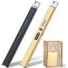 LcFun Accendino elettrico ad arco USB, ricaricabile, antivento, elettrico, al plasma, per candele, fornello a gas (2 pezzi, nero + oro)